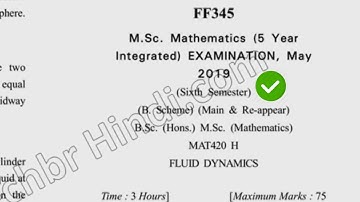 2019 Dcrust MSc Mathematics 6th Sem Fluid Dynamics Question Paper