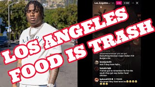 Fredo Bang gets on live and says the food is trash in Los Angles