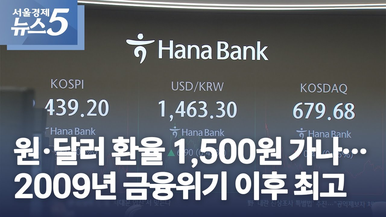 원·달러 환율 1,500원 가나…2009년 금융위기 이후 최고