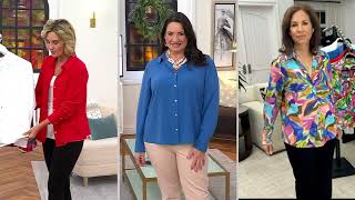 Susan Graver Print or Solid St. Tropez Drapey Woven Shirt on QVC