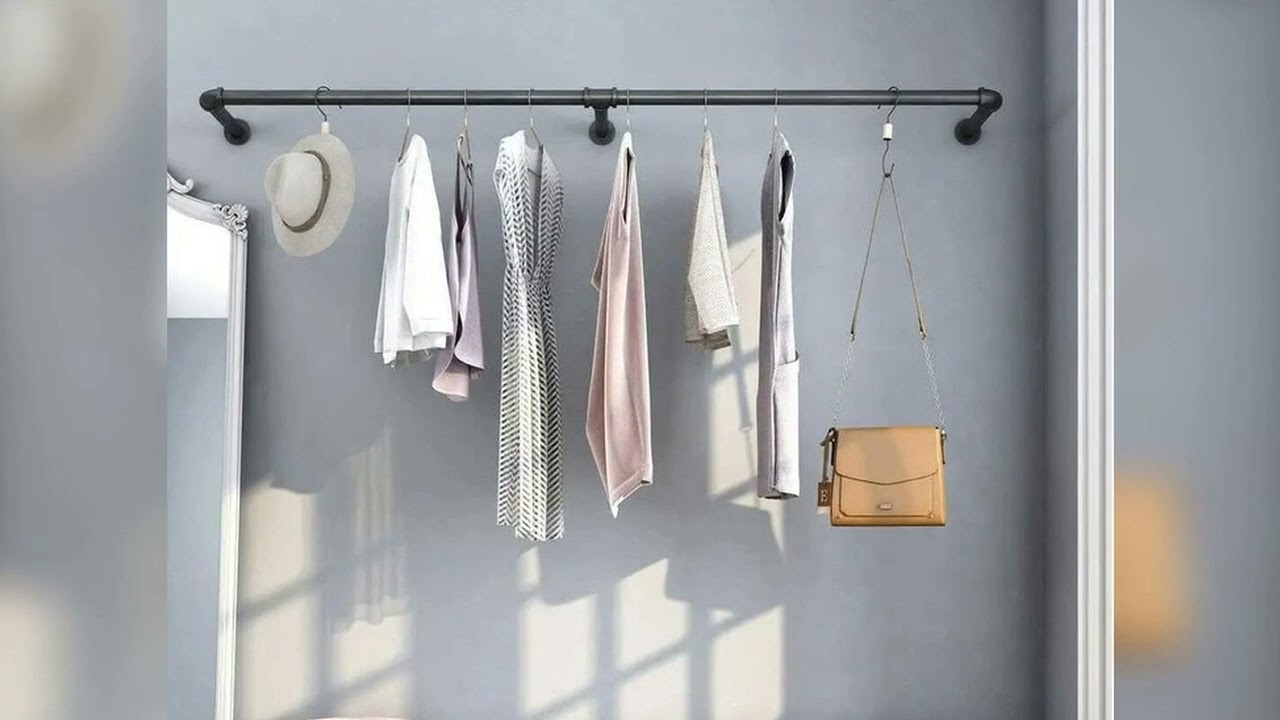 A must-have product! 180cm Industrial Pipe Clothes Rail Wall Mounted Clothes Hanging Rail Garment