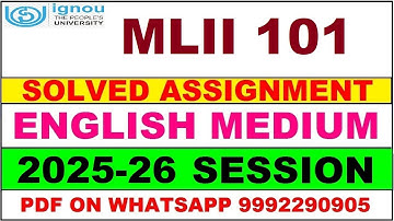 MLII 101 solved assignment 2025-26 in English || mlii 101 solved assignment 2026 || mlii101 2025-26