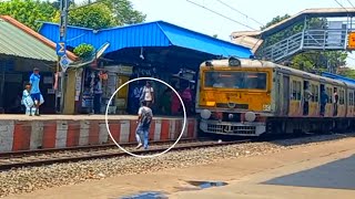 Kolkata Local Train Arrival and Departure from Madhyamgram Railway Station। Indian Local Train Video