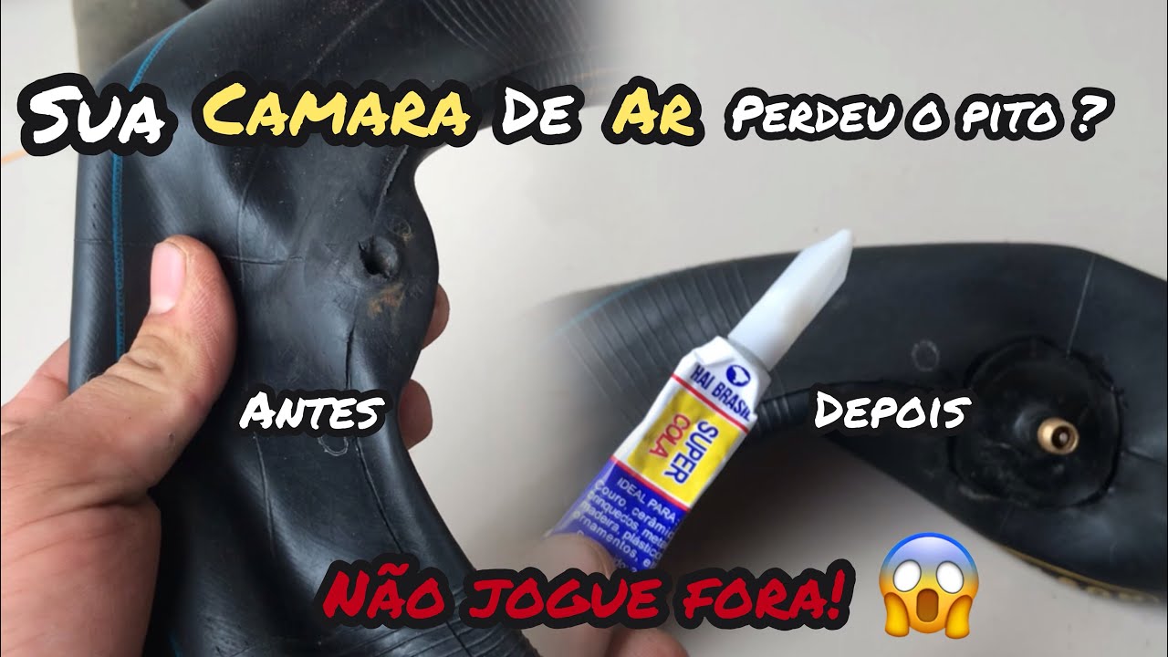 Como colocar o bico da câmara de ar de forma caseira? 👉USEI SUPER COLA.👈