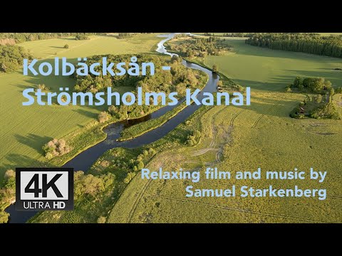 ⁣4k relaxing video, Calm river running through green nature - Kolbäcksån, Strömsholms Kanal