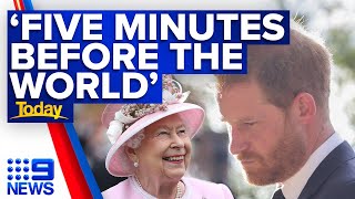 Prince Harry heard of Queen’s death five minutes before the rest of the world | 9 News Australia