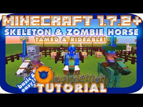 ☿ TUTORIAL Skeleton Zombie Horse TAMED & SADDLED = rideable! | Minecraft 1.7.2+ Command (or -block)