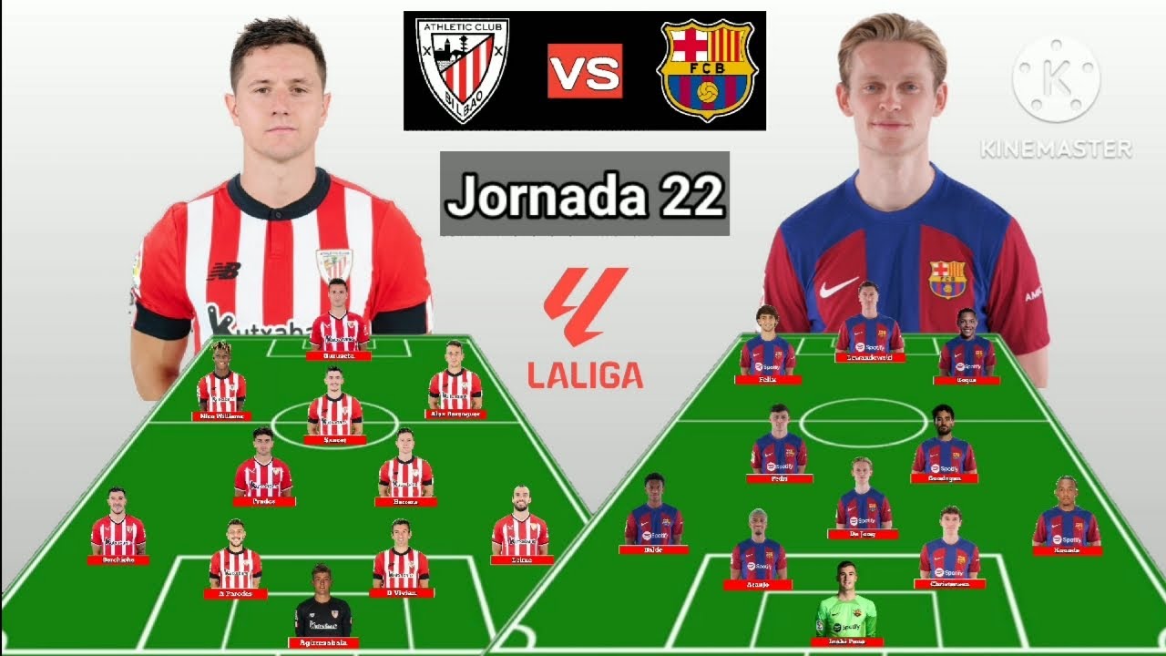 Head To Head Line Up Atletic Bilbao vs Barcelona Jornada 22 La Liga
