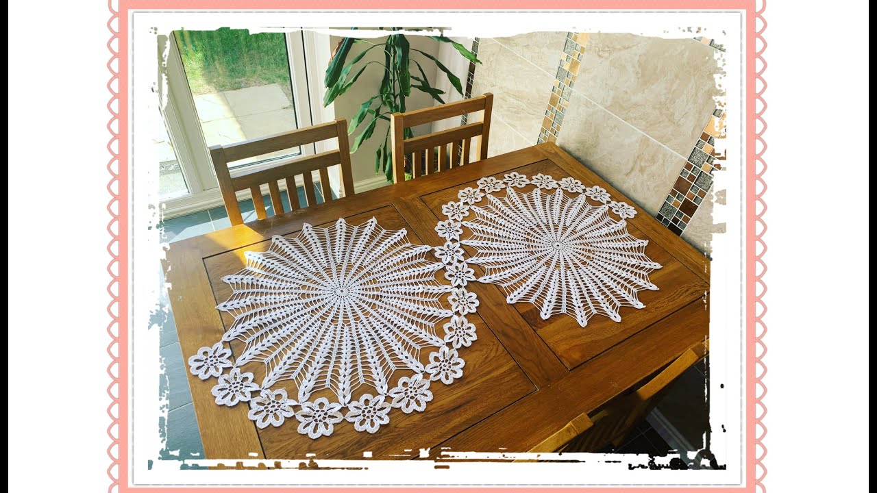 CC How to crochet long tablerunner with small flowers Part 1 of 2