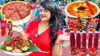 Living on RED Food for 24 Hours Challenge | Bangkok Street Food Challenge
