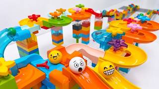 Epic Giant Lego Duplo Marble Race Challenge Which Emoji Marble Wins? 🏆