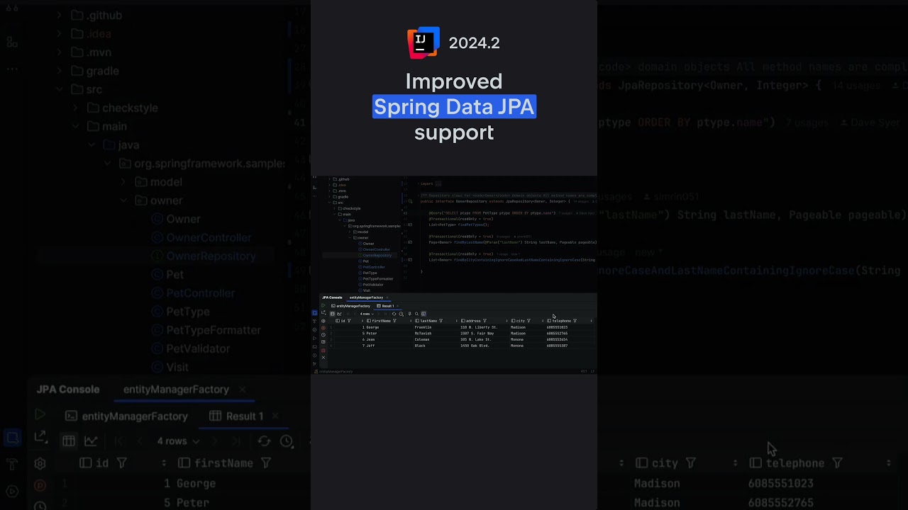 IntelliJ IDEA 2024.2: Improved Spring Data JPA support