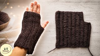 Mitones, guantes sin dedos o manoplas en crochet 🔥 TUTORIAL paso a paso FACIL, todo derechito!