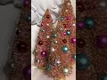 Raz 15" Pink Bottle Brush Trees with Gold Glitter Christmas Decoration 4616106