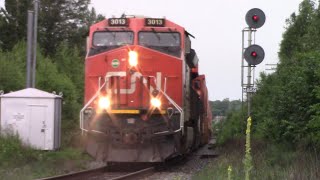 Halifax Chase! Big Stack Train CN 120 w/Rebuilt AC44C6M DPU Passing thru Sackville, NB