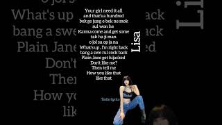 Lisa - How You Like That rap lyrics #lalisa#blackpinklisa#lyrics#shorts