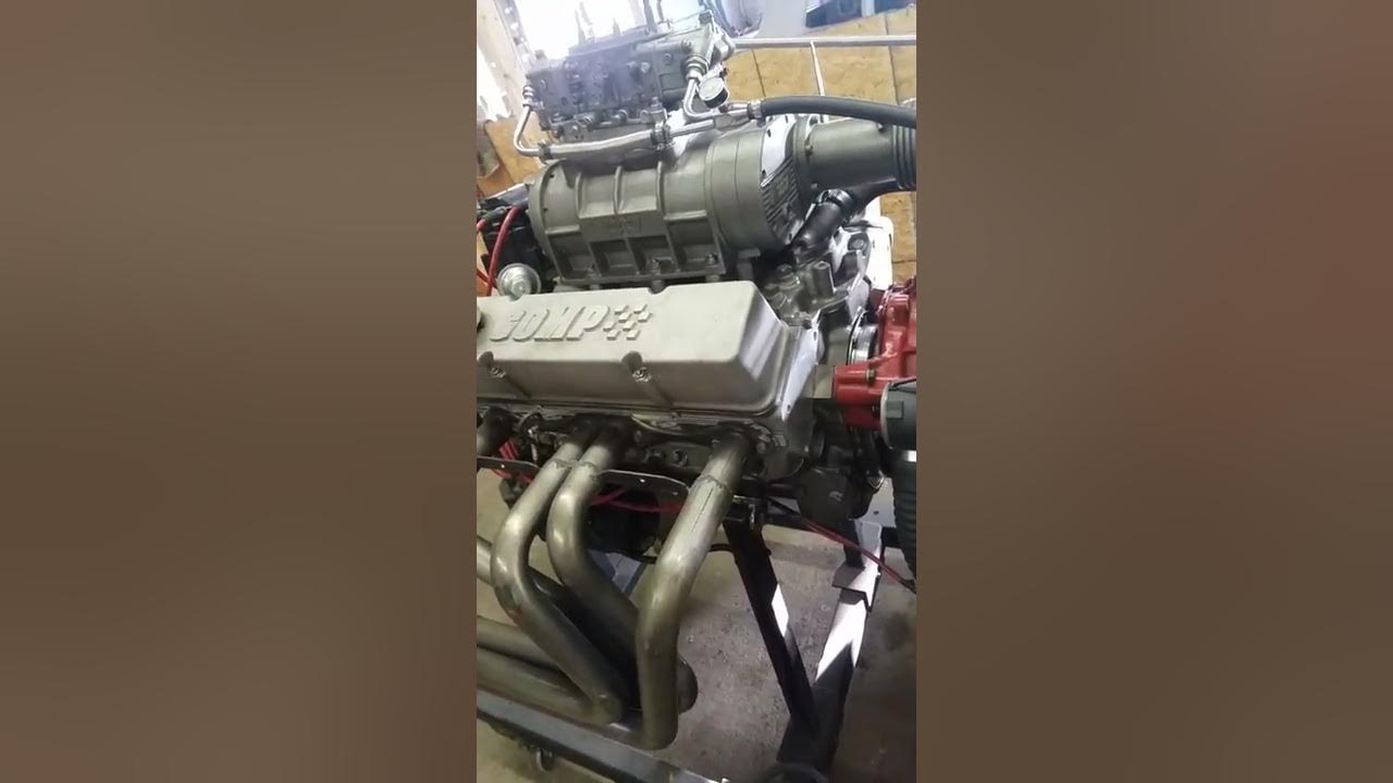 Supercharged/Blown Chevy 350 Running On Test Stand YouTube