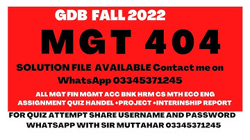 MGT 404 GDb solution fall 2022