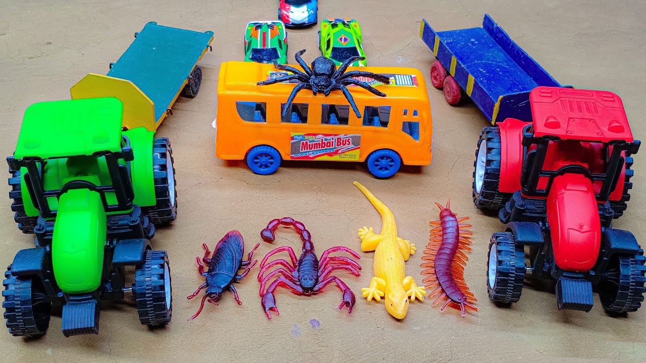 hulk and spiderman tractor and jcb flipped | kids toys video | gadi wala cartoon video