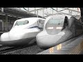 山陽新幹線 ワイパー作動通過 雨の徳山駅 N700Sのぞみなど Shinkansen passing through a sharp curve