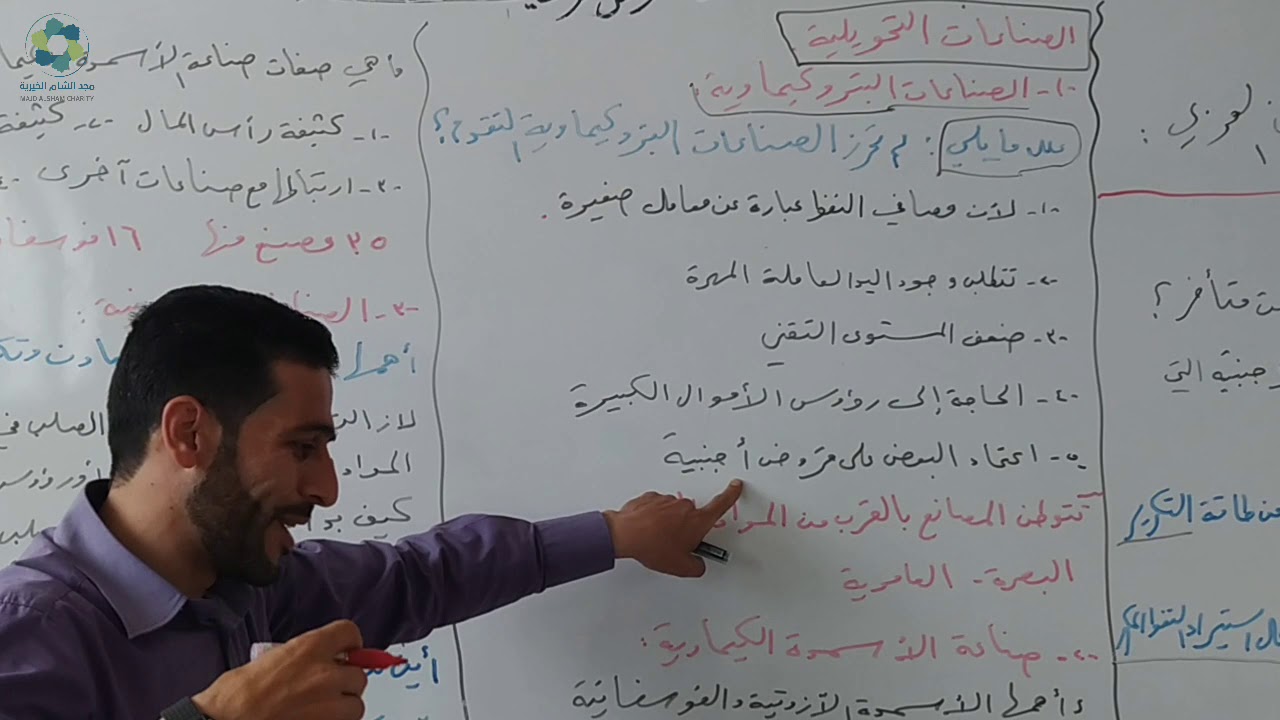 درس في مادة الجغرافيا تكملة لدرس الصناعات في الوطن العربي لطلاب الثالث الثانوي الأدبي