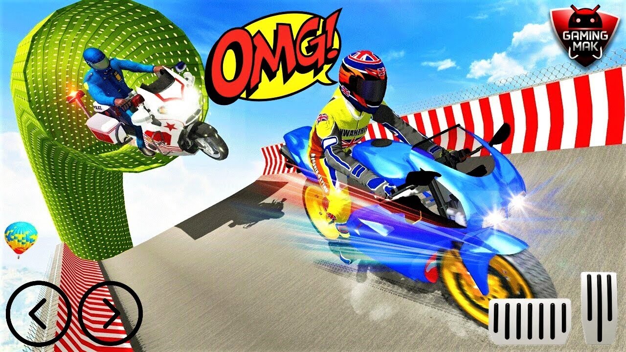 Police Bike Mega Ramp Impossible Bike Stunt Games / Android Gameplay - HD