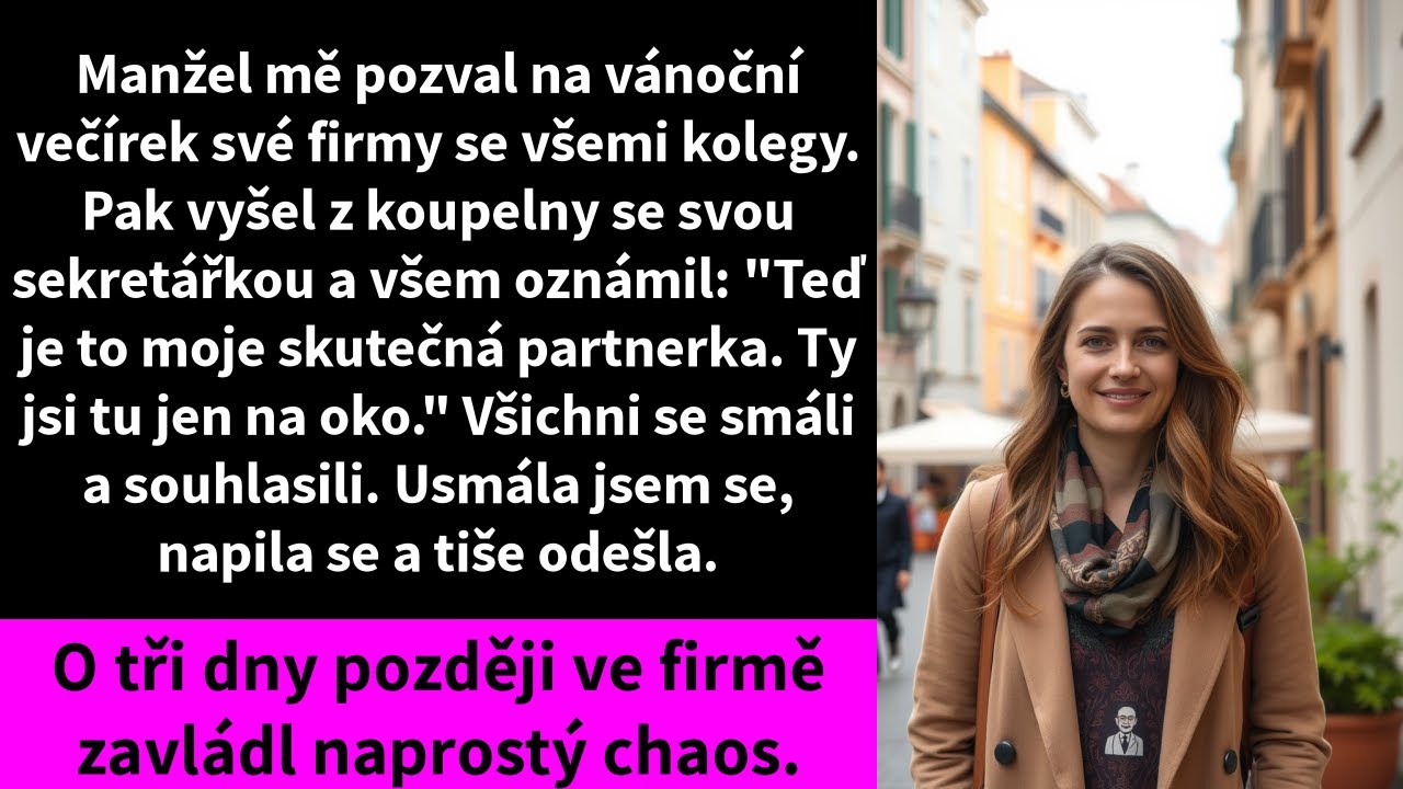 Manžel mě pozval na firemní vánoční večírek se všemi kolegy. Pak vyšel z koupelny se svou