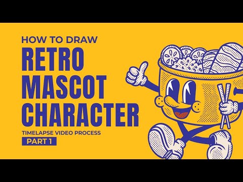 How to Draw a Retro Mascot Character Design in Procreate, Timelapse Video