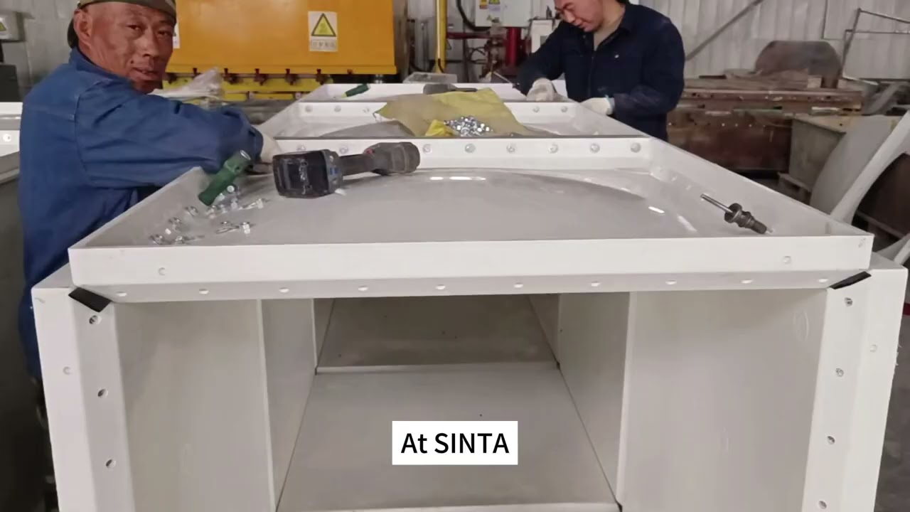 Precision Progress: Installing Screws and Nuts on FRP Water Tanks