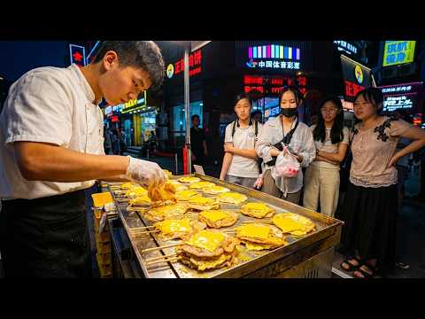 Sizzling Crispy Pork Pancakes with Egg & Cheese! China Street Food!