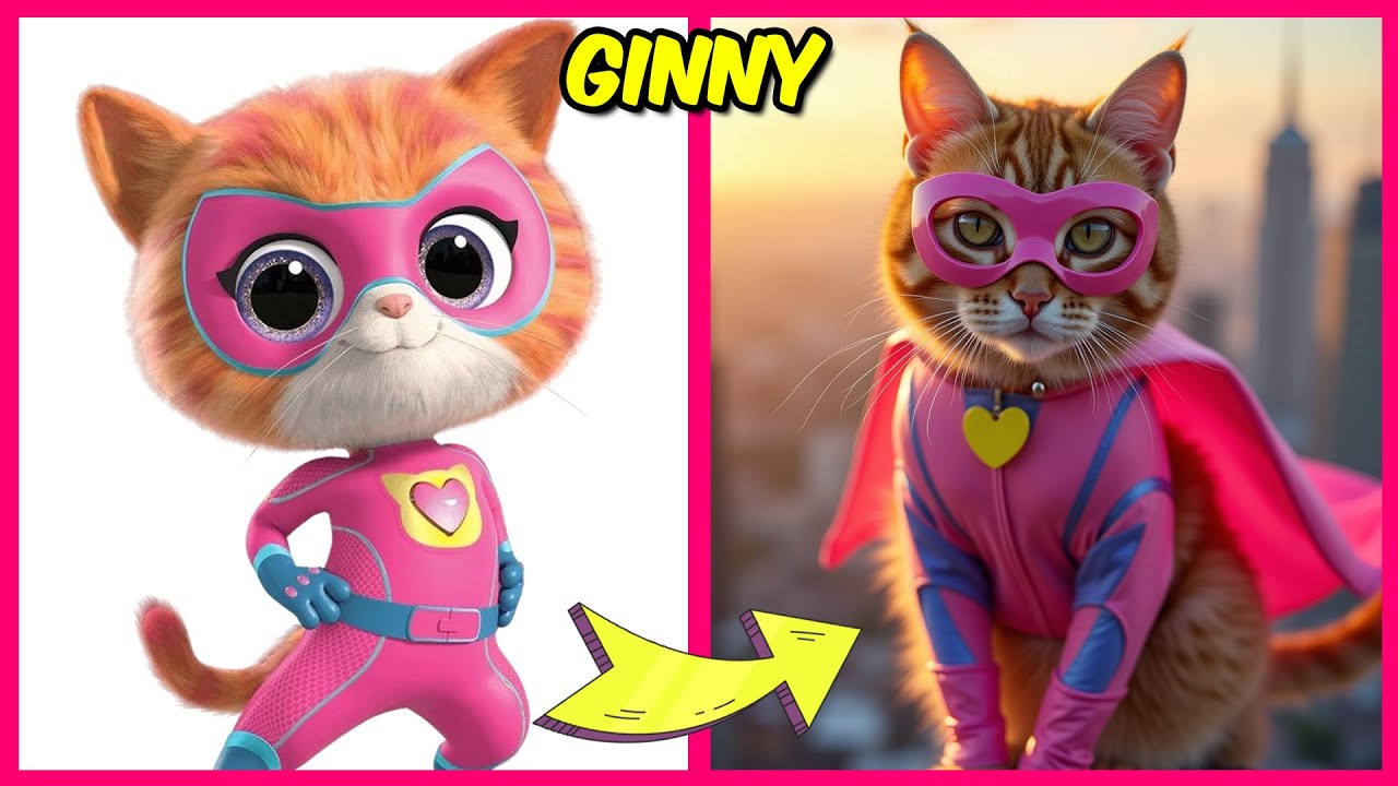 🦹🐈SuperKitties Characters In Real Life + Squint Your Eyes + Their Favorites! | Ginny, Bitsy, Buddy
