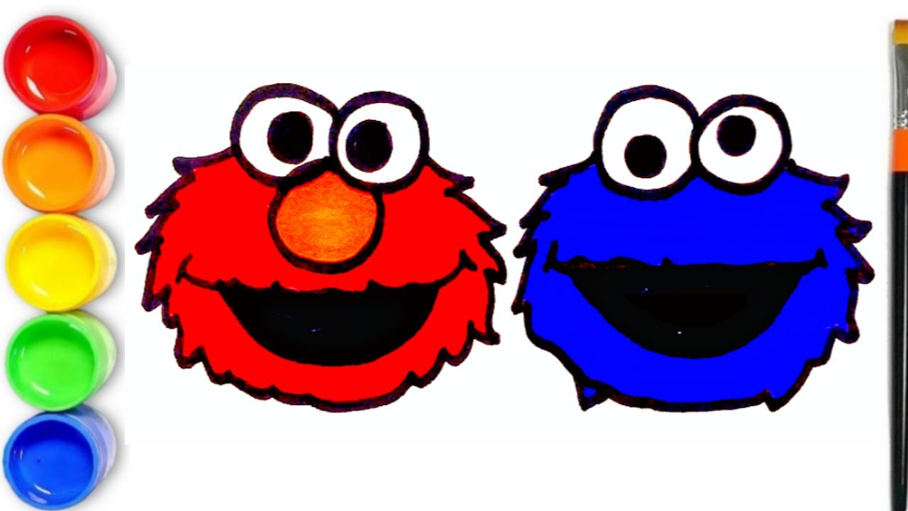 How to Draw Elmo Face | How To Draw Cookie Monster Face | Sesame Street