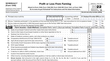 IRS Schedule F walkthrough (Profit or Loss From Farming)