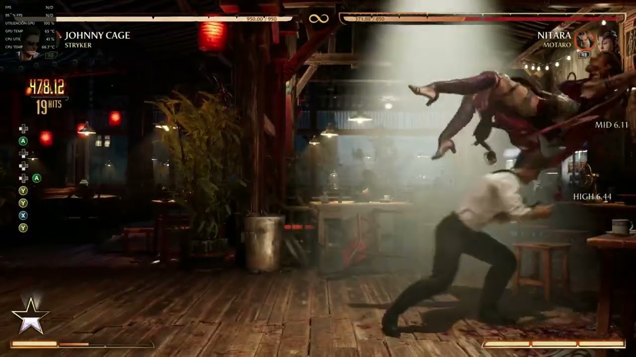 johnny cage 53% damage hype corner combo - MK1