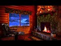 Cozy Winter Hut Ambience & Cat | Snowfall & Fireplace Sounds for Deep Sleep