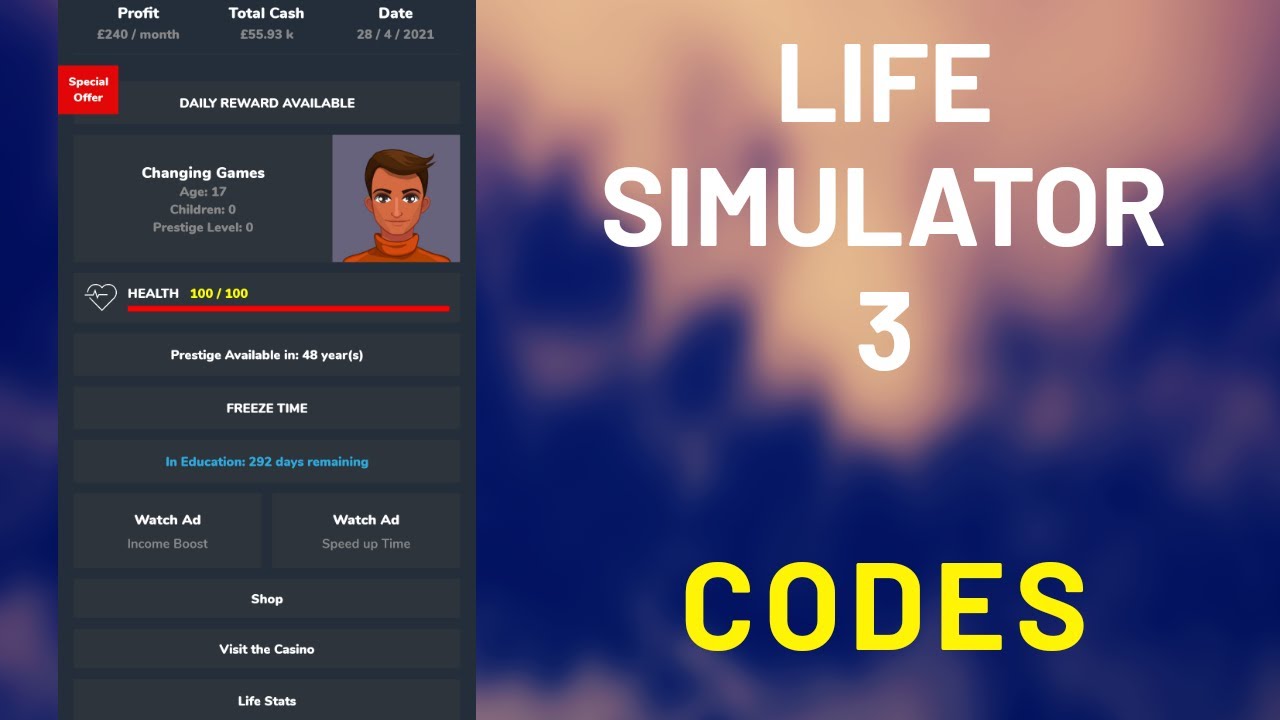 LIFE SIMULATOR 3 PRO CODES YouTube