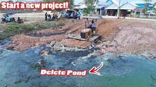 Start a new project! Skill Bulldozer KOMATSU D20P With DumpTruck 5Ton ​Pouring Soil To Delete Pond