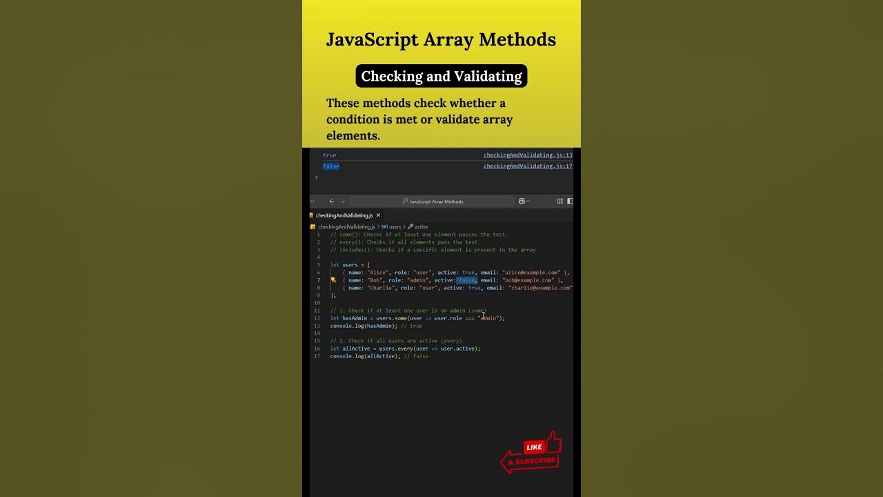 How to use some every and includes in javascript javascript 