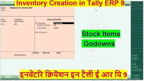 #12 Tally ERP 9 Inventory Creation/Godown Creation/Stock Item Creation/How to Create Stock Items