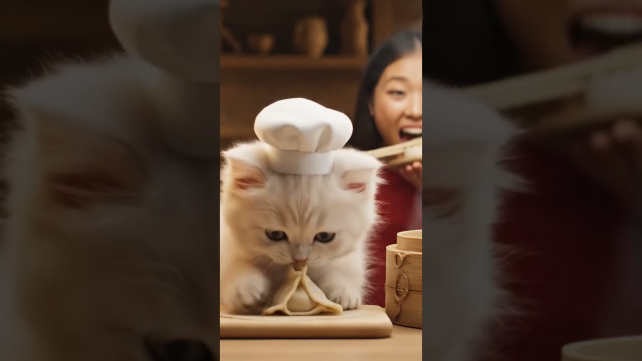 kitten cat making momos