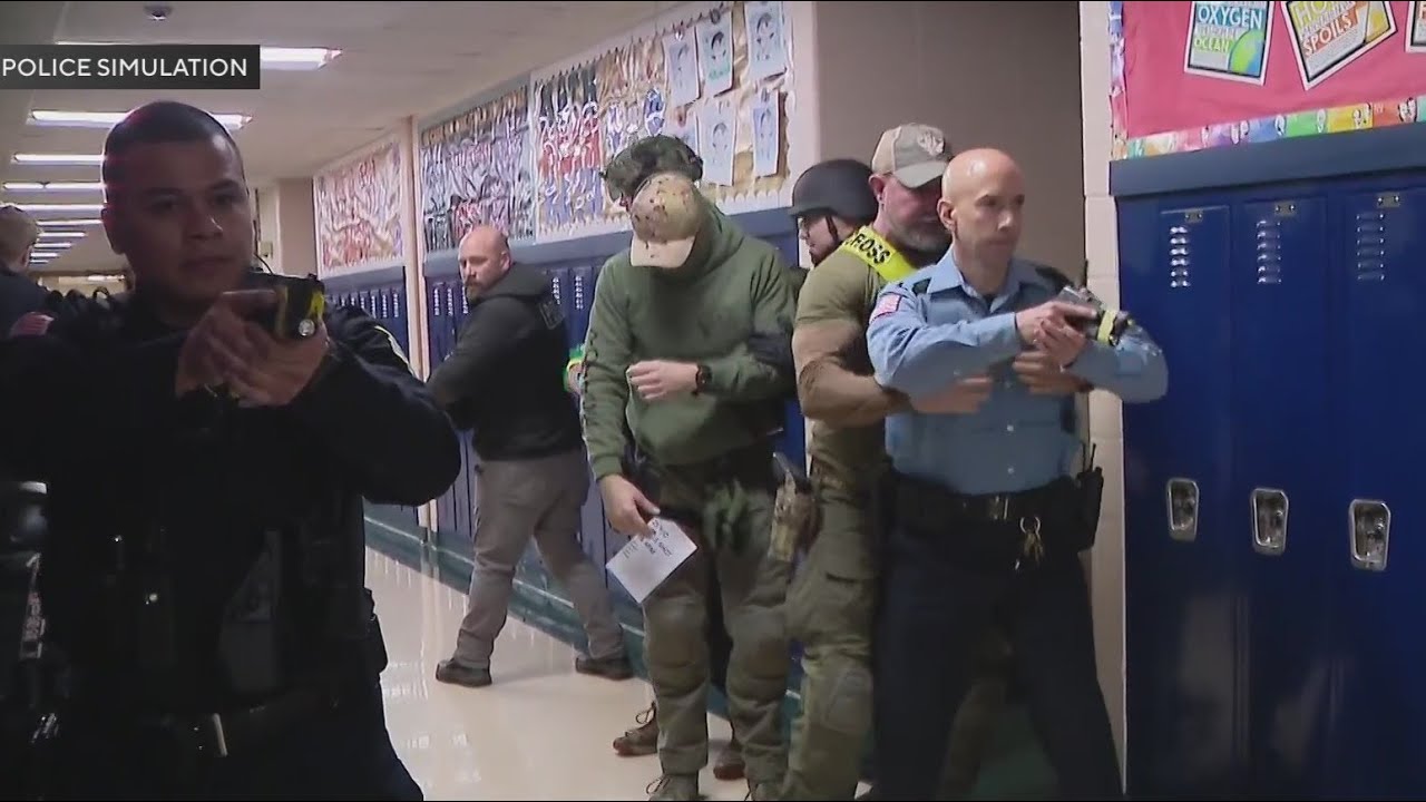 Suburban first responders take part in active shooter drill - YouTube