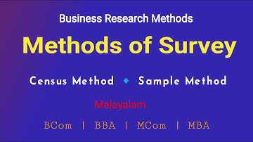 Methods of Survey | Census Survey | Sample Survey | BCom | BBA | MCom | MBA | Malayalam |