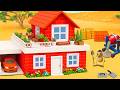 DIY Mini Red Brick Villa - Building a Beautiful Toy House with Rooftop Garden