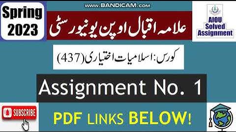 ⏩ AIOU Code 437 Solved Assignment No.1 Spring 2023 || Subject: Islamiat (Elective) | Level: BA/B.Com