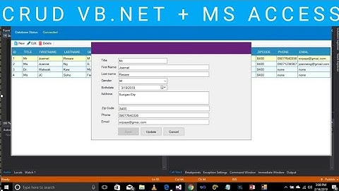 Create ,Retrive,  Update And Delete (CRUD) Records In VB.Nnet + Ms Access Database
