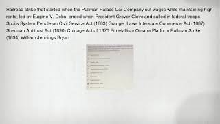 Railroad strike that started when the Pullman Palace Car Company cut wages while maintaining high re