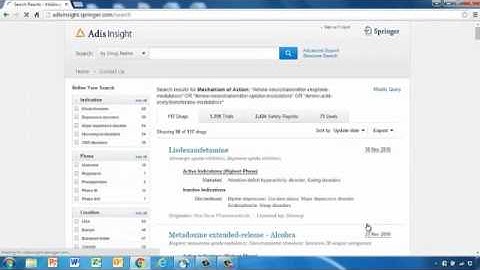 AdisInsight tutorial: Using the advanced search