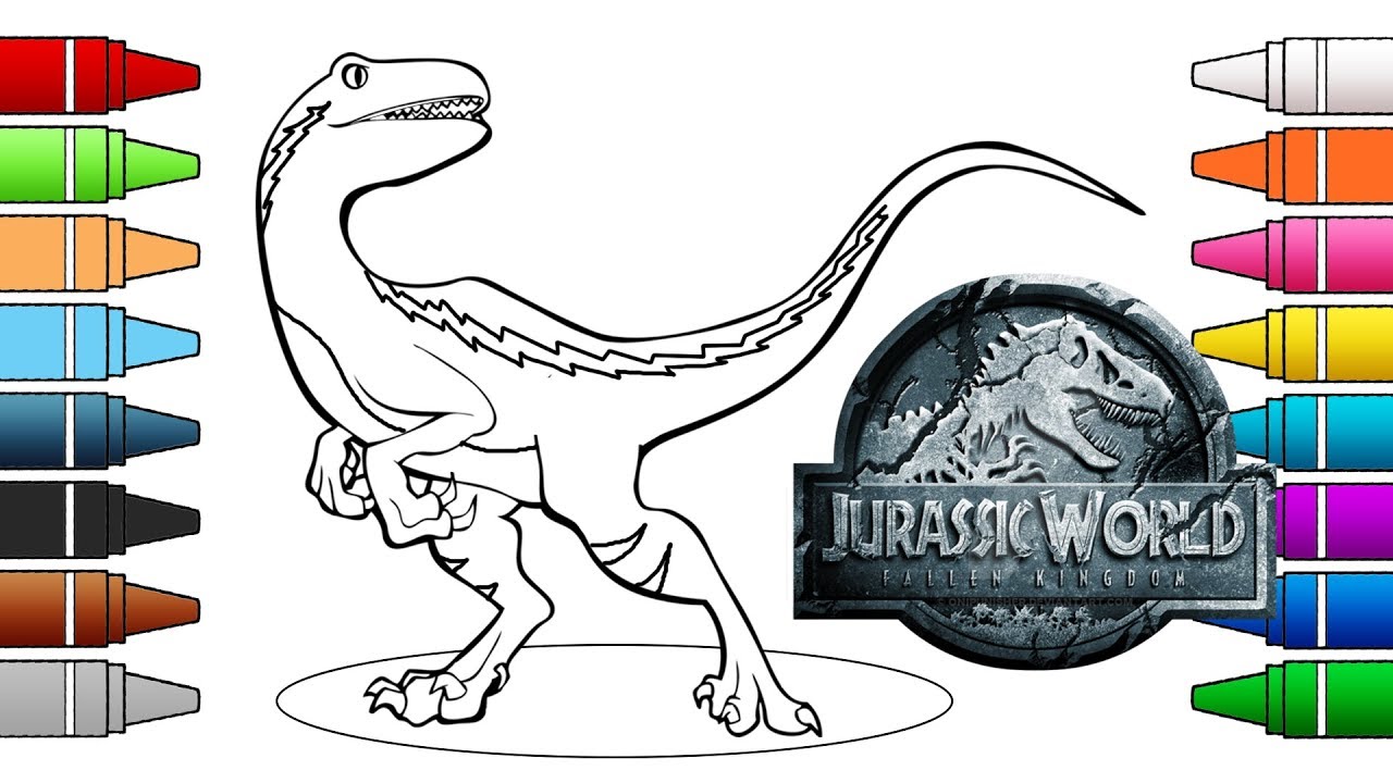 Drawing And Coloring With Jurrasic World Raptor Blue Dinosaurs Youtube