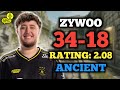 ZYWOO (34-18) RT: 2.08 | EU FACEIT (ANCIENT) +VOICE | CS2 POV
