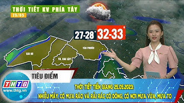 Thời tiết Tiền Giang 25.05.2023: nhiều mây, có mưa rào và rải rác có dông, có nơi mưa vừa, mưa to